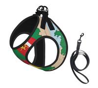 North Rhine-Westphalia Flag Map04 Print Harness Leash Set For Cat And Small Dog, Adjustable, Reflective, And Escape-Proof Vest With Soft Breathable Mesh Lining