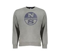 North Sails Mens Crew Neck Sweatshirt Nscircular Logo - Grey Cotton - Size Medium