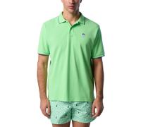 Striped collar polo shirt with logo, male, North Sails, Polo Shirts, Green, 2XL, Tops 2XL