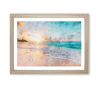North Shore Beach Hawaii Painting Modern Art Framed Print | A3 Oak Framed Wall Art | Ready to Hang | Modern Beach Picture | Living Room Bedroom Lounge Office