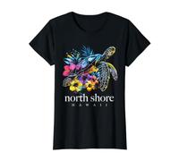 North Shore Hawaii Sea Turtle Hawaiian Surfer Souvenir Value Graphic T-Shirt, Women, Black, S