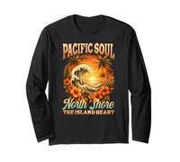 North Shore Hawaii Surfing Wave Retro Tropical Sunset Long Sleeve T-Shirt