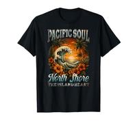 North Shore Hawaii Surfing Wave Retro Tropical Sunset T-Shirt
