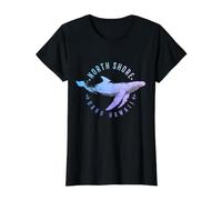 North Shore Oahu Hawaii Souvenir Whale Ocean Nautical Value Graphic T-Shirt, Women, Black, M