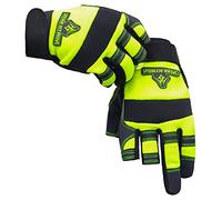 NORTH SKIN Fingerless Safety Work Gloves Flexible Heavy Duty Performance Carpenter Paint Anti Slip Training Palm Wheelchair Assembly Half Finger Camping Gloves for Men Women (Green 3HF, S)