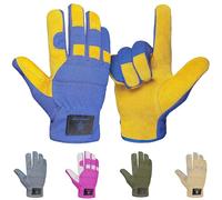 NORTH SKIN Leather Gardening Work Gloves Heavy Duty Breathable Thorn Proof Garden Gloves Flexible Mechanics Building Construction Safety Working Utility Gloves Men Women (Yellow, L)