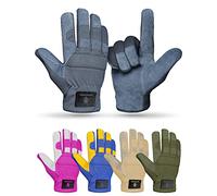 NORTH SKIN Leather Gardening Work Gloves Heavy Duty Breathable Thorn Proof Garden Gloves Flexible Mechanics Building Construction Safety Working Utility Gloves Men Women (Grey, L)