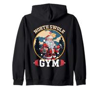 North Swole Gym Santa Lifting Christmas Zip Hoodie