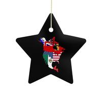 North U.S.A Historic Flag Map Cute Christmas Pendant Star Shaped Ceramics Charms Hanging Xmas Tree Ornament Decor
