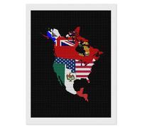 North U.S.A Historic Flag Map Funny Diamond Art Painting Kits for Adults Vertical Round Drill Dots Picture Crafts 12"x16"