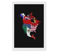 North U.S.A Historic Flag Map Funny Diamond Art Painting Kits for Adults Vertical Round Drill Dots Picture Crafts 8"x12"