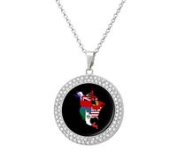 North U.S.A Historic Flag Map Trendy Diamond Necklace for Women Shiny Jewel Pendant Charms Holiday