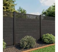 North Valley Composites 6Ft High Black Ash Composite Fence Panel With Moroccan Trellis
