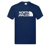 North Wales Gift T-Shirt, Hand-Printed Design on Soft Cotton Top - S27 (UK, Alpha, L, Regular, Regular, Navy)