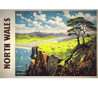 North Wales Travel Poster - A4 Wall Art, Wanderlust Print, Inspirational World Map, Vintage City, Retro Poster, Home Decor for Living Room, Office, Gift Idea for Travel Lovers