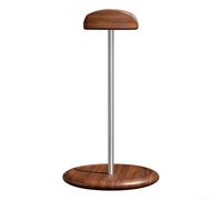 North Walnut Headset Stand with Integrated Stainless Steel Framework, Balanced Weight Distribution Prevents Tipping or Sliding