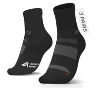 North Wind Performance Quarter Length Running Socks (3 Pairs) - Anti-Blister Cushioned Compression, Breathable Moisture-Wicking Grip for Men & Women, Gym, Long-Distance Running & Hyrox