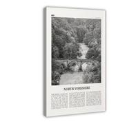 North Yorkshire Black And White, England City Travel Landscape Canvas Art Wall Decor Posters Home Bar Restaurant Garage Cafe Logo Gift 24x36inch(60x90cm)