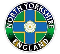 North Yorkshire England Flag Roundel, White Rose of York, 100mm (Approx. 3.9") Vinyl Bumper Sticker, Decal