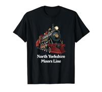 North Yorkshire Moors Line Steam Train Design Value Graphic T-Shirt, Men, Black, XL