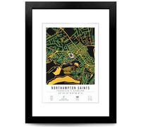 Northampton Saints Franklin's Gardens Stadium Map Minimalist A4/A3 Poster Photo Print Framed Gift Rugby Fan Wall Art (A4 Framed & Mounted)