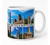 Northampton Souvenir Mug - White Ceramic Coffee Tea Cup with Landmark Photo Collage - Gift for Tourists, Locals, Travel Lovers - Printed Wraparound Design - 11oz