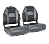 NORTHCAPTAIN Deluxe A Pair of Marine High Back Folding Fishing Boat Seat,Stainless Steel Screws Included,Charcoal/Black(2 Seats)