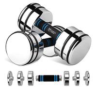 Northdeer Adjustable Dumbbells Set 10kg Pair (5kg/7kg/8kg/10kg) Ultracompact Steel Chrome Adjustable Dumbbell Set with Foam Handles Home Gym Workout (2×10kg)