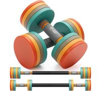 Northdeer Dumbbells Adjustable 10kg Barbell Set - 10kg Dumbbell Pair Weights Ultra Compact with Connecting Bar for Strength Training Home Gym (Multicolour)