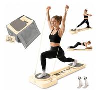 Northdeer Foldable Pilates Sliding Reformer Board, Multi-Purpose Beige