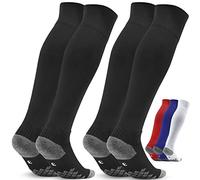 Northdeer Football Socks Men Women Knee High UK 2.5-11 Sport Socks Trainer Socks 2 Pairs (Black L/6-8)