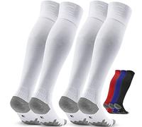 Northdeer Football Socks Men Women Knee High 2 Pairs (White M/2.5-5)
