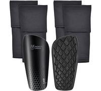 Northdeer Kids Adults Football Shin Guards incl. Sleeves with 2 Pairs Optimized Insertion Holders - Protective Shin Pads for Boys Girls Men (Black S)