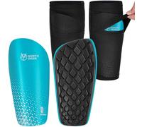 Northdeer Shin Pads Football Mens incl. Sleeves with Optimized Insert Pocket - Protective Shin Guards for Kids Adults (Blue L)