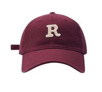 Northeastern Baseball Hat Spring/Summer Big Headed Soft Top R Letter Solid Duck Tongue Hat Baseball Hat Deep Baseball Cap (Red, One Size)