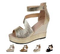 Northend Shoes For Women Sandals, Northend Orthopedic Wedge Sandals, Hick Sole Leather Wedge Non-Slip Slides, Peep-To Sandala (Silver,11)