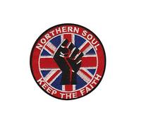 Northerm Soul Northern Keep The Faith Silver Patch Badge Embroidered Iron on Applique Souvenir Accessory