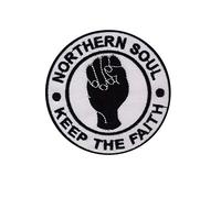 Northerm Soul Northern Keep The Faith UK Patch Badge Embroidered Iron on Applique Souvenir Accessory