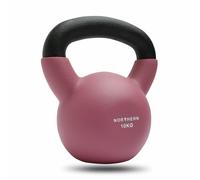 NORTHERN Dusk Pink Coated Cast Iron Kettlebell, 4kg-12kg Strength Training Weight, Flat Base, Durable Non-Slip Grip Kettle Bells for Fitness, Cross Training, Strength & Conditioning (10kg)
