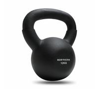 NORTHERN Black Neoprene Coated Cast Iron Kettlebell, 4kg-12kg Strength Training Weight, Flat Base, Durable Non-Slip Grip Kettle Bells for Fitness, Cross Training, Strength & Conditioning (12kg)