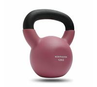 NORTHERN Dusk Pink Coated Cast Iron Kettlebell, 4kg-12kg Strength Training Weight, Flat Base, Durable Non-Slip Grip Kettle Bells for Fitness, Cross Training, Strength & Conditioning (12kg)