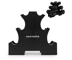 NORTHERN 3-Tier Dumbbell Storage Rack, Black, Heavy Duty Mini Tree Rack for Home Gym, Weight Stand for Dumbbells, Space-Saving Design for Strength Training & Arm Workouts