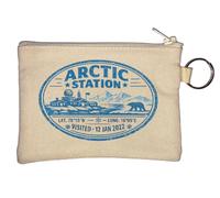 Northern Arctic Research Station Visit Illustration Key Chain Coin Purse Beige