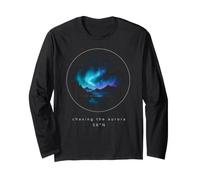 Northern Aurora Borealis Lights Mountain Lake 58°N Long Sleeve T-Shirt