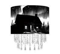 Northern Aurora Cabin Light Shade with Acrylic Bead Droplets, Black & White Drum Fabric Lampshade for Ceiling Pendant Table & Floor Lamps, Winter Landscape Decor, 30cm