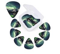 Northern Aurora Night Guitar Picks 12 Pcs, 3 Different Thickness Celluloid Plectrum for Bass Electric Acoustic Guitars Ukulele Accessories Gift for Men Women (0.46mm, 0.71mm, 0.96mm)