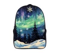 Northern Auroras Snowflakes 16 Inches Backpack Work Travel Laptop Bag Double Compartment Casual Daypack