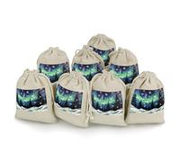Northern Auroras Snowflakes 8Pcs Drawstring Gift Bags Reusable Hessian Bags for Wedding Favors Party Jewelry Pouches