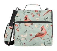 Northern Birds Green 3 Rings 3.8 cm Zipper Organizer with Handle Easy to Carry School Supplies Organizer for High School Students