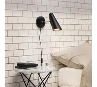 Northern Birdy Short wall light, black/brass